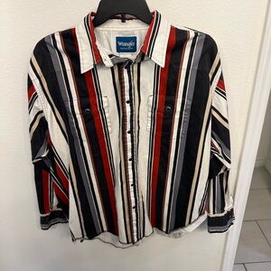 Wrangler Men's Vintage Striped Shirt - Red, Black, White, Tan